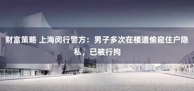 财富策略 上海闵行警方：男子多次在楼道偷窥住户隐私，已被行拘