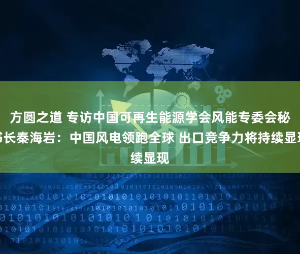 方圆之道 专访中国可再生能源学会风能专委会秘书长秦海岩：中国风电领跑全球 出口竞争力将持续显现